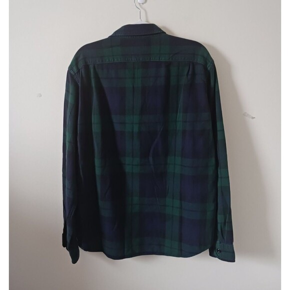 J. Crew Mens Flannel Plaid Button Up Shirt Pockets Long Sleeve Green Blue XL - Picture 2 of 7